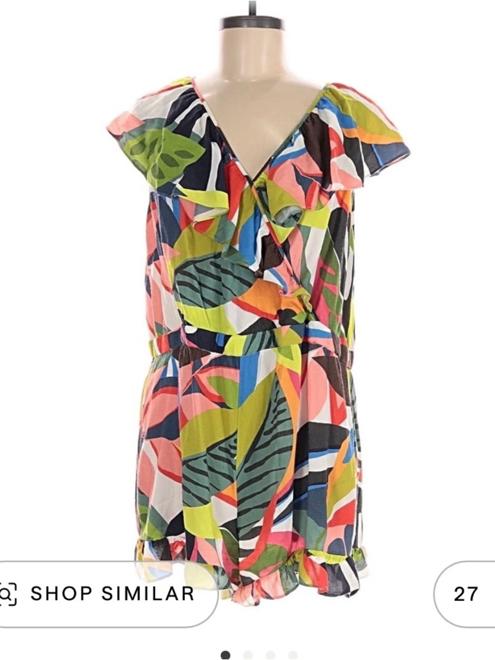 Trina Turk Multicolor Tropical Print Ruffle Romper